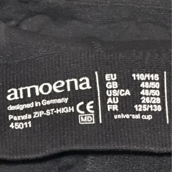 Surgical Breast Compression Bra Black Front-Zip Amoena Pockets Adjustable Straps - Picture 4 of 14